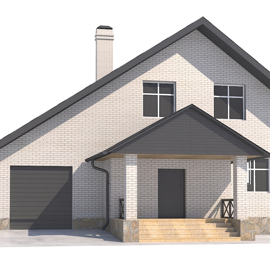 House With Attic 3D Model for VRay | CGMood