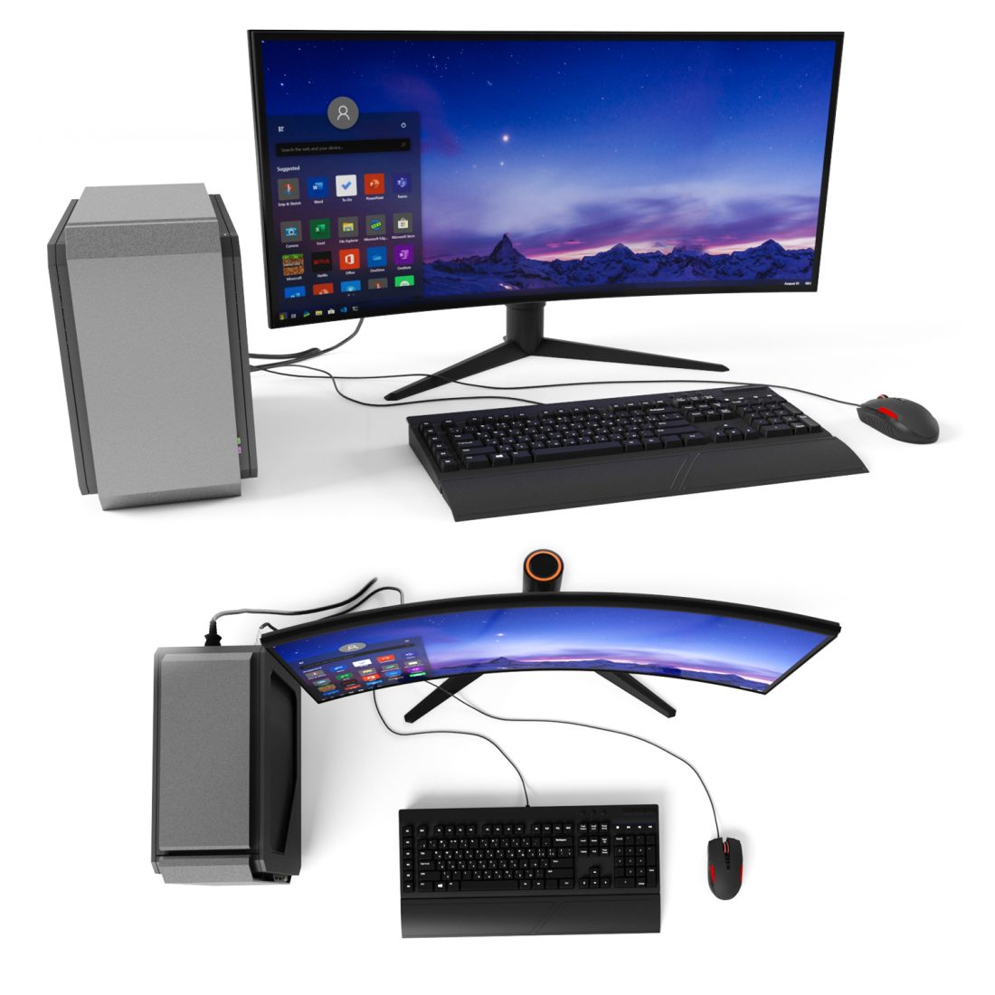 Curved Monitor Computer Set 3D Model for VRay | CGMood