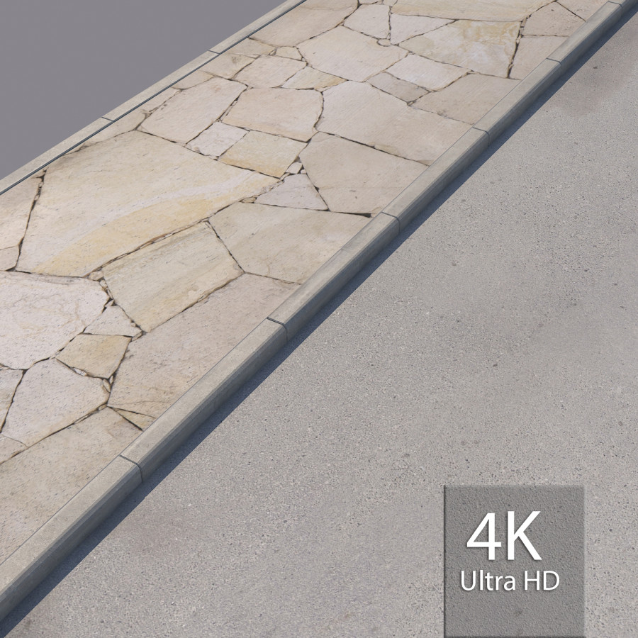 Stone Pavement with Curb by Sergey Koshkarov