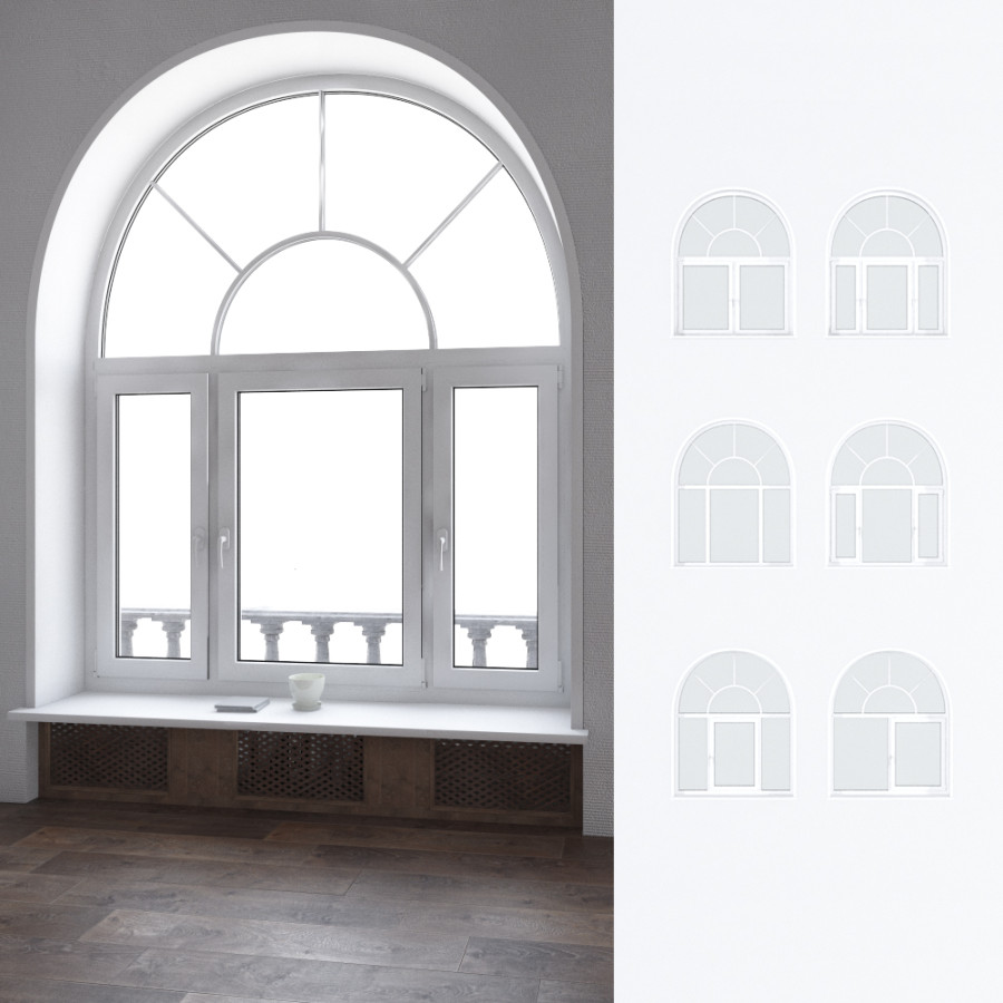 Arched Plastic Windows Set 3D Model for VRay | CGMood