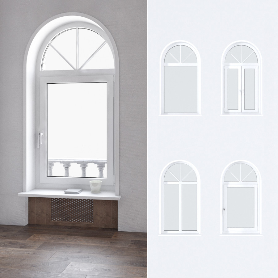 Arched Plastic Windows Set 3D Model for VRay | CGMood