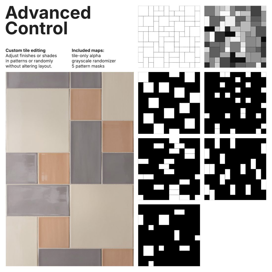 Subway Tile Texture Map Subway And Square Tiles Multiformat Mix Texture / PBR Material | CGMood