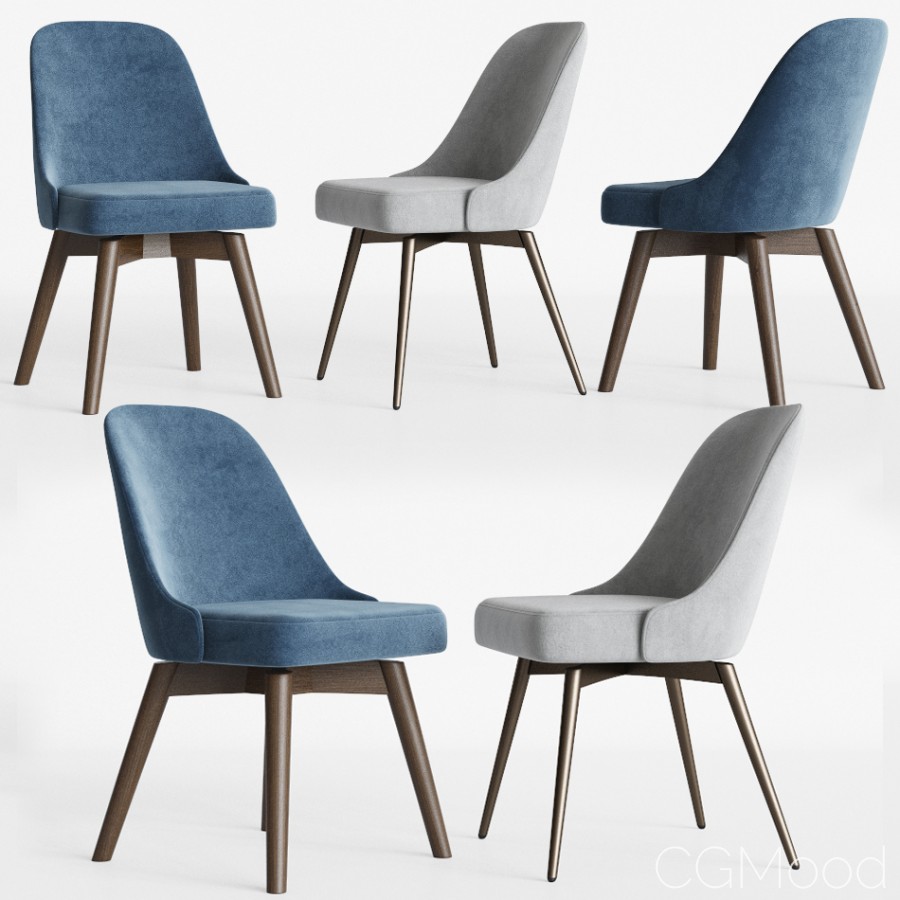 Mid Century Swivel Office Chairs Set Westelm 3d Model For Vray