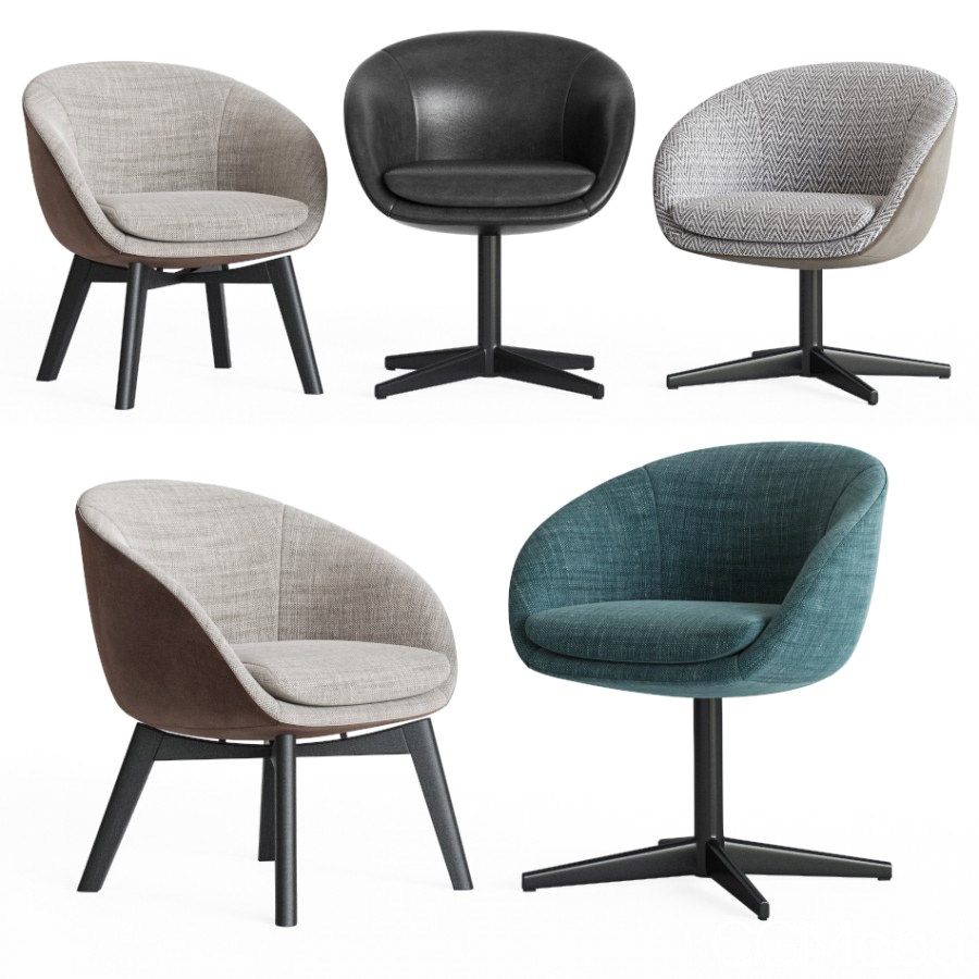 Russell Little Lounge & Dining Chair Set 3D Model for VRay, Corona