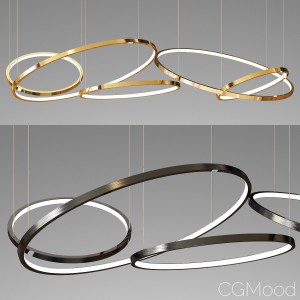 Decorative 5 Ring Chandelier - Gold And Black
