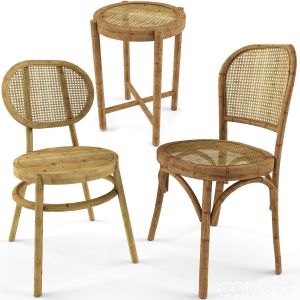 3 Samples Of Bodeco Wooden Rattan Chair