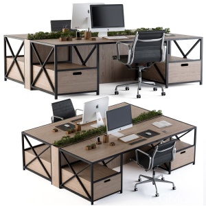 Office Furniture Wood And Black Set