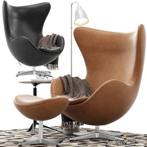 Egg Lounge Chair, Caravaggio Floor Lamp