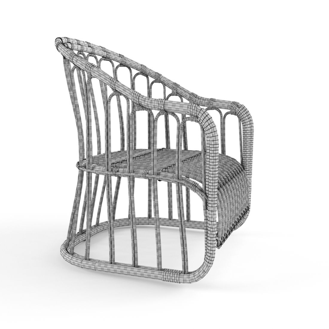 Natural Rattan Bamboo Chair 3 - 3D Model for VRay