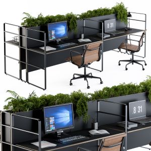 Office Black And Plants- Loft Style