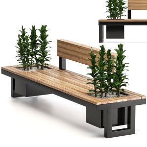 Urban Furniture Bench With Plants 02