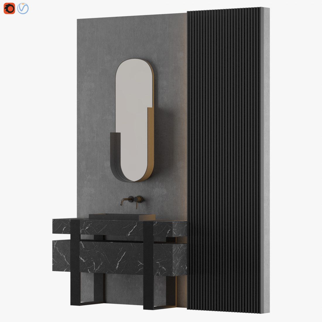 Modern - Gray Bathroom_17 - 3D Model for VRay, Corona