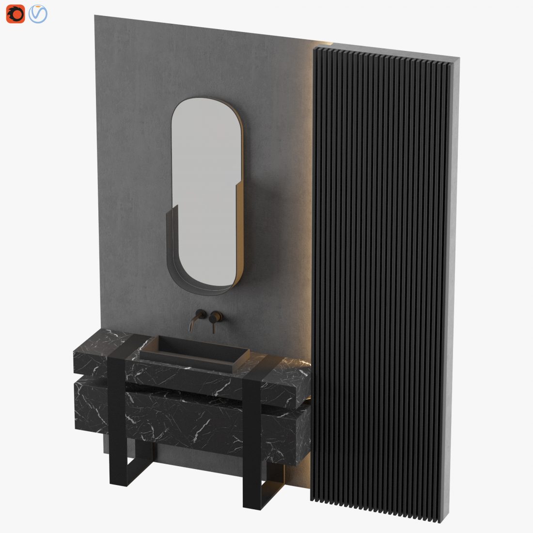 Modern - Gray Bathroom_17 - 3D Model for VRay, Corona