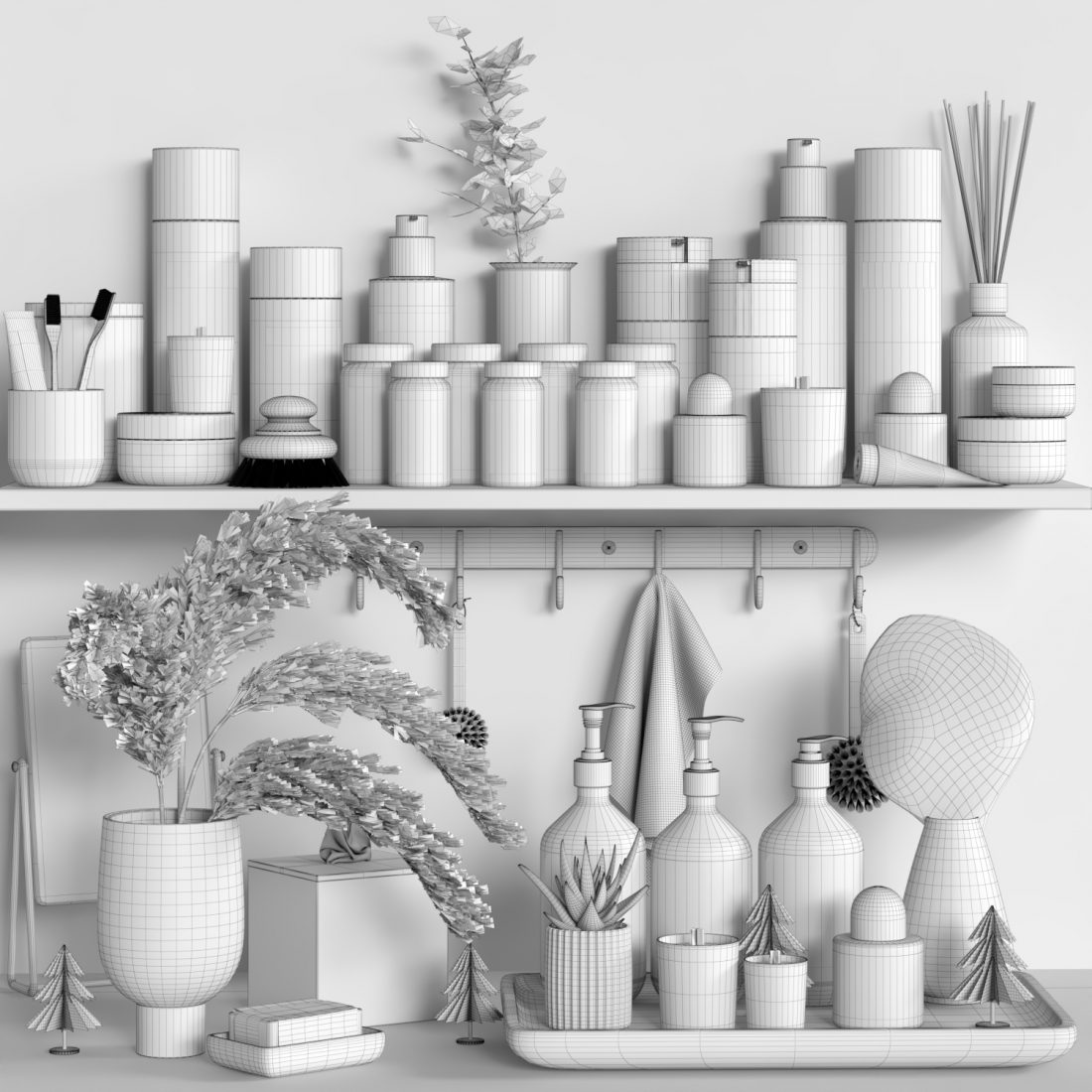 Bathroom Accessories 21 3D Model for VRay, Corona