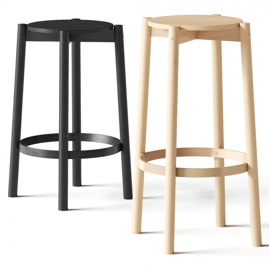 Karimoku New Standard Castor Barstool 3D Model for VRay, Corona