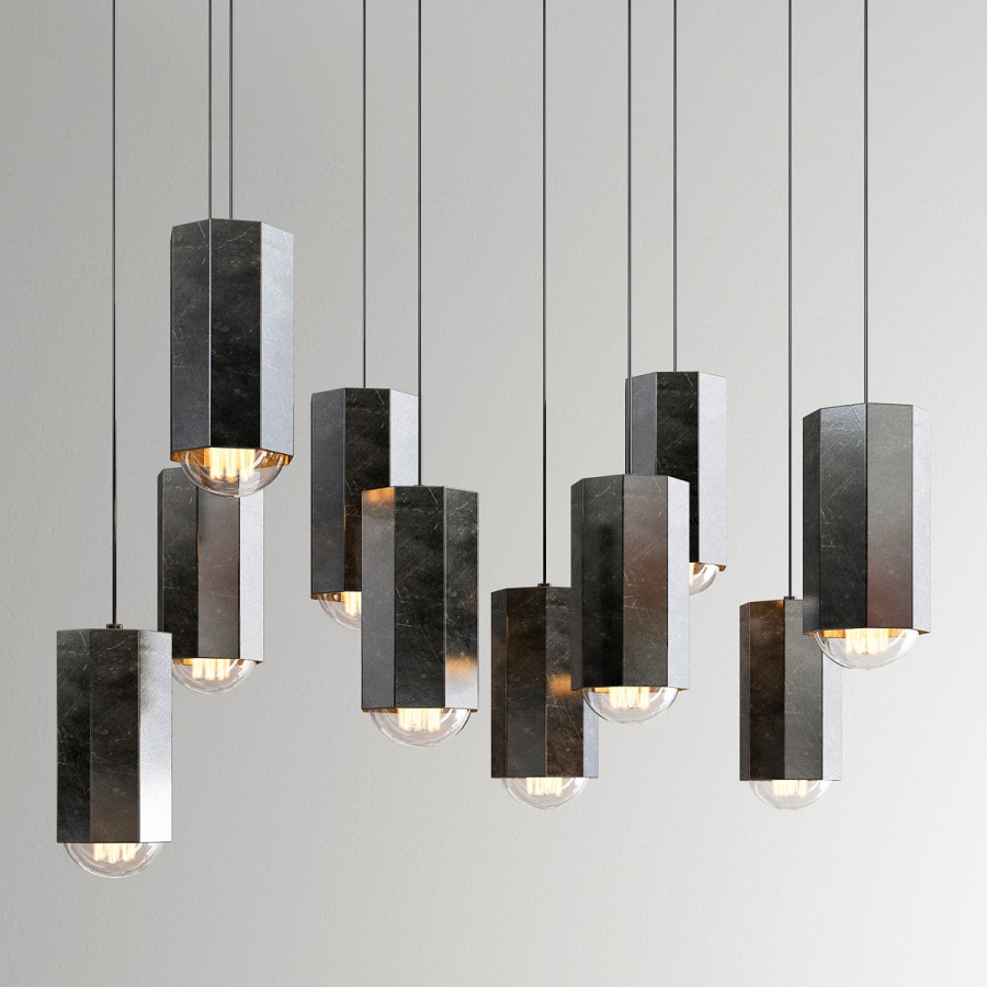 Hex Light Pendant By John Beck Steel - 3D Model for VRay