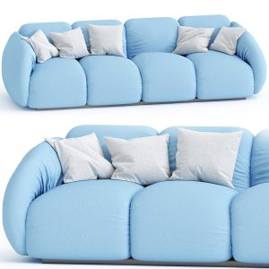 Puffer Sofa - Light Blue 4 Seater