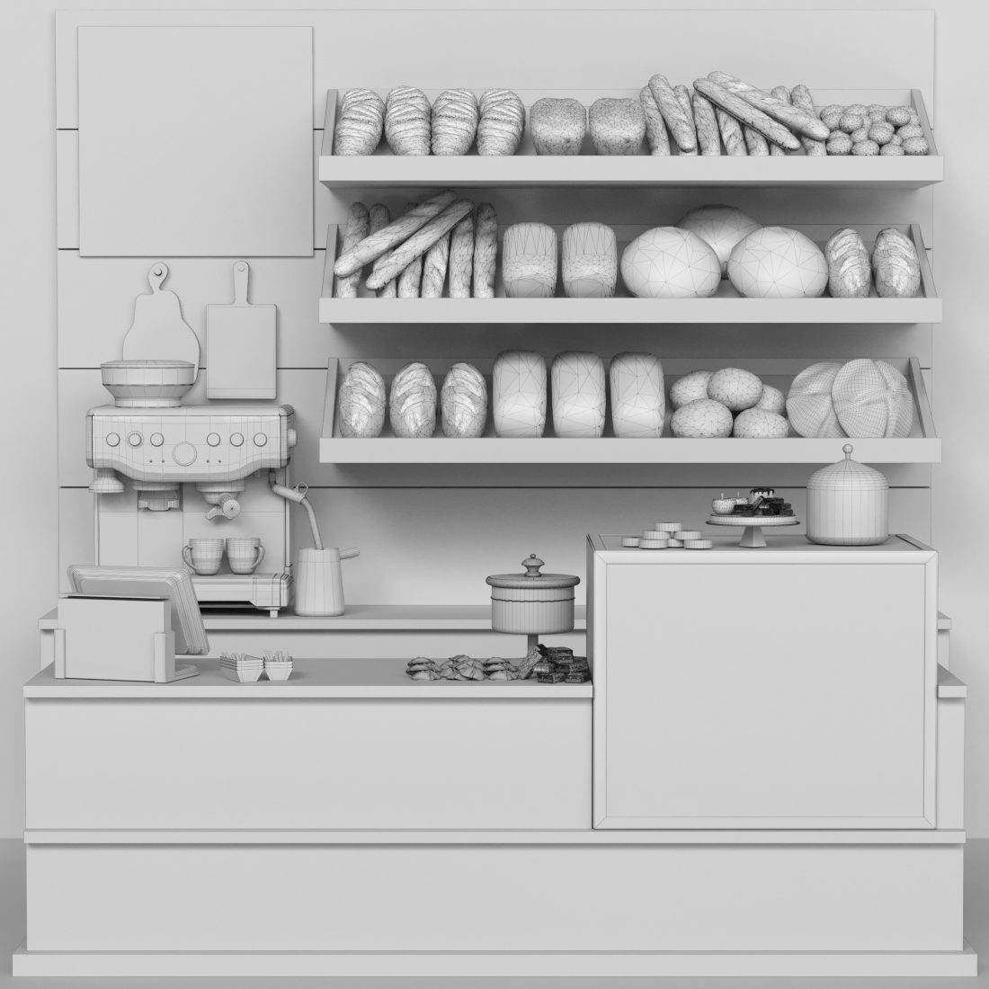 Cafe With Desserts And Pastries - 3D Model for Corona