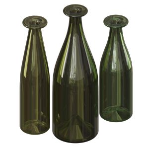 3 Green Bottles Vases