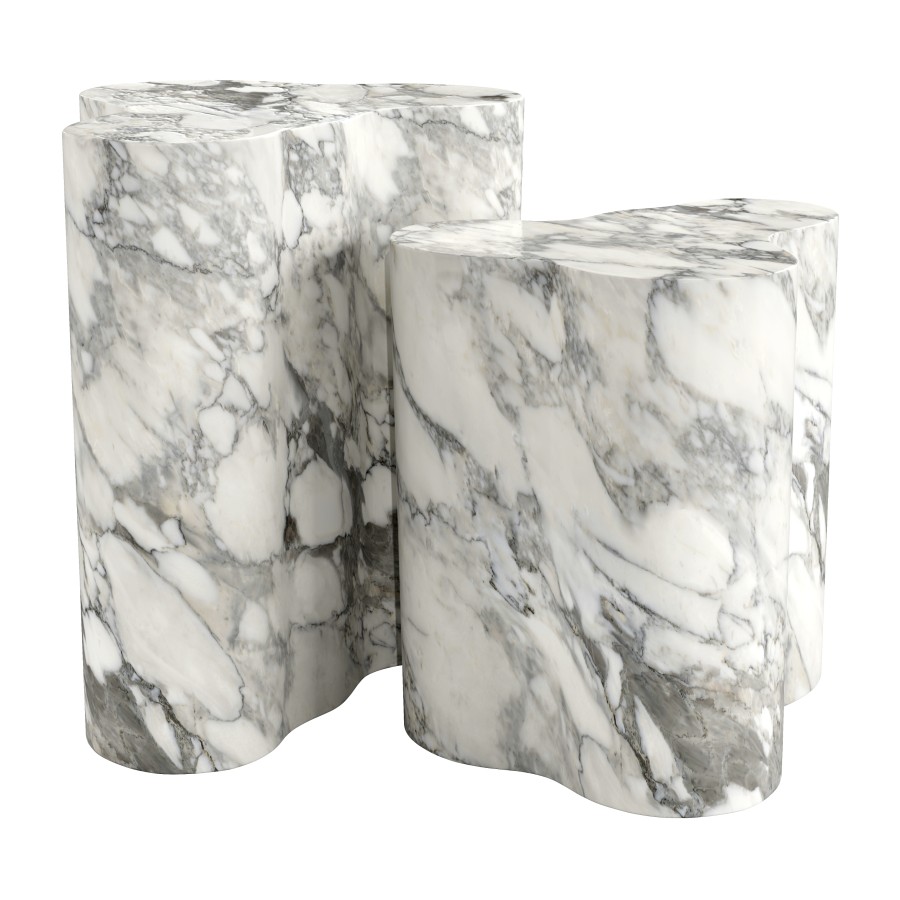 Candelabra Home Slab Marble Side Tables - 3D Model for VRay, Corona
