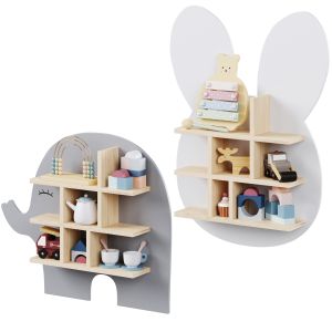 Shelf Bunny And Elephant With Kids Decor