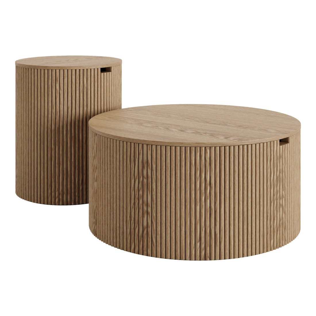 Modern Round Wood Coffee Table Set By Homary - 3D Model for Corona