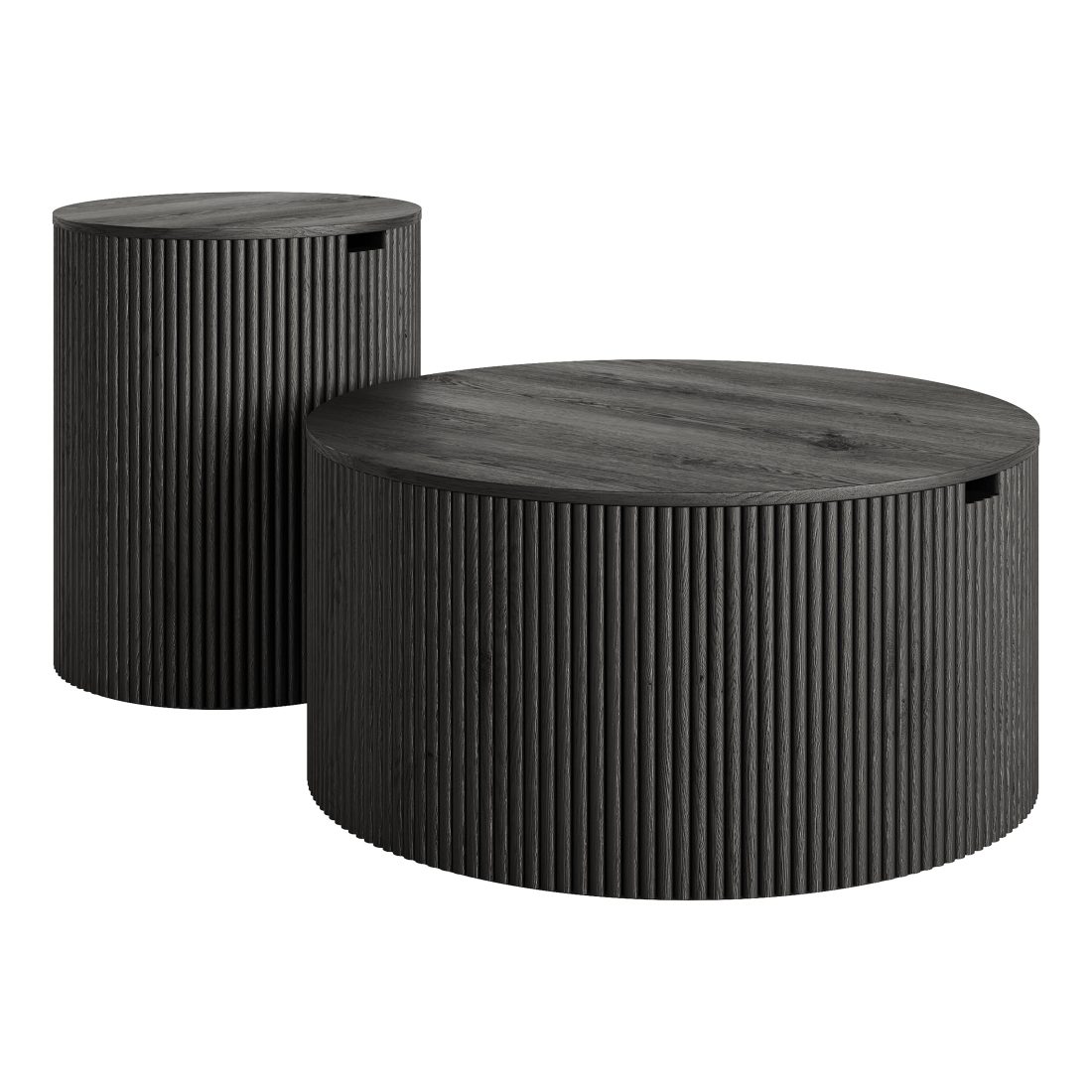 Modern Round Wood Coffee Table Set By Homary - 3D Model for Corona