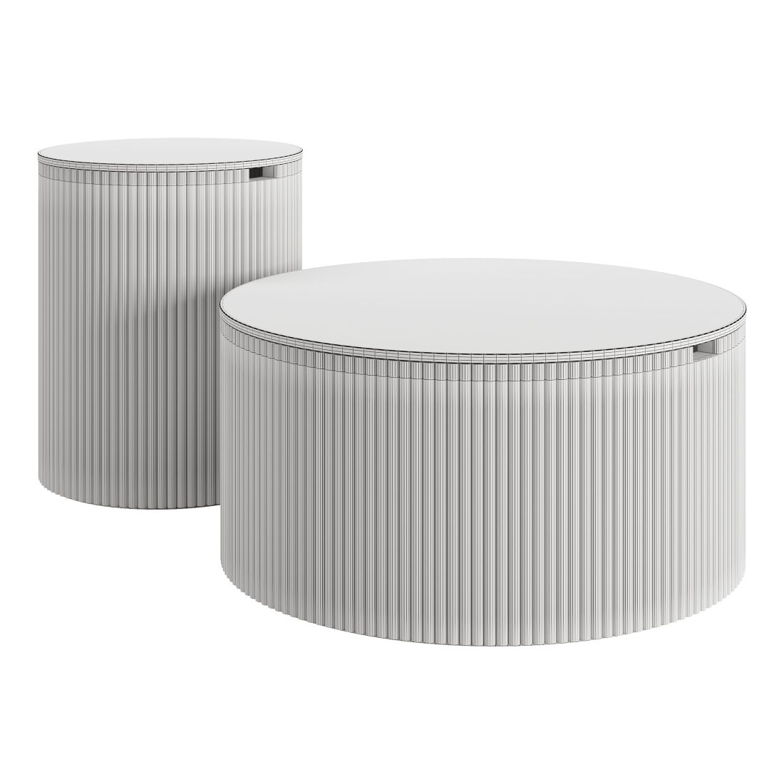 Modern Round Wood Coffee Table Set By Homary - 3D Model for Corona
