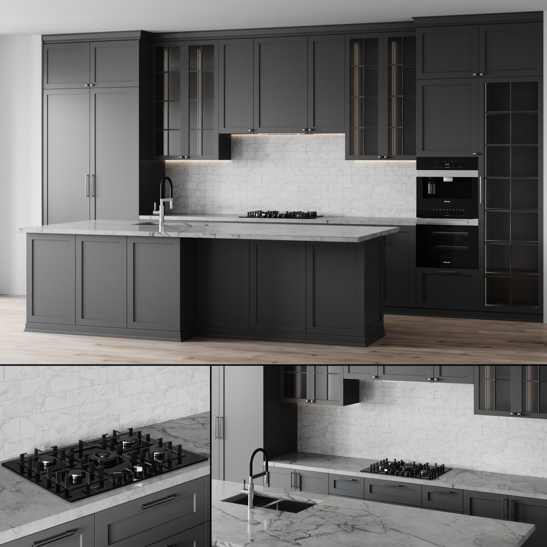 Kitchen Neoclassic-003 - 3D Model for VRay, Corona