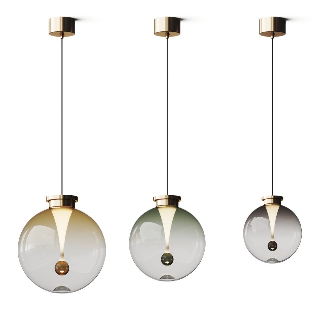 Cangini & Tucci La Stilla Pendant Lamps 3D Model for VRay, Corona