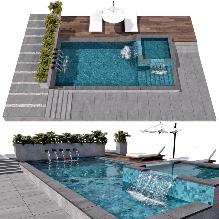 Infinity Pool 3d Model Pool No83 3D Model for VRay, Corona | CGMood