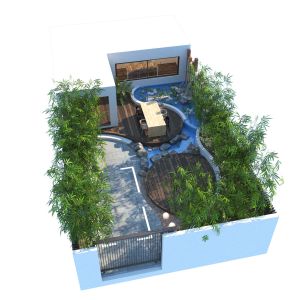 Patio Garden With Parking Area