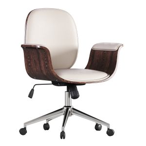 Office Chair White Bent Wood And Faux Leather Vida