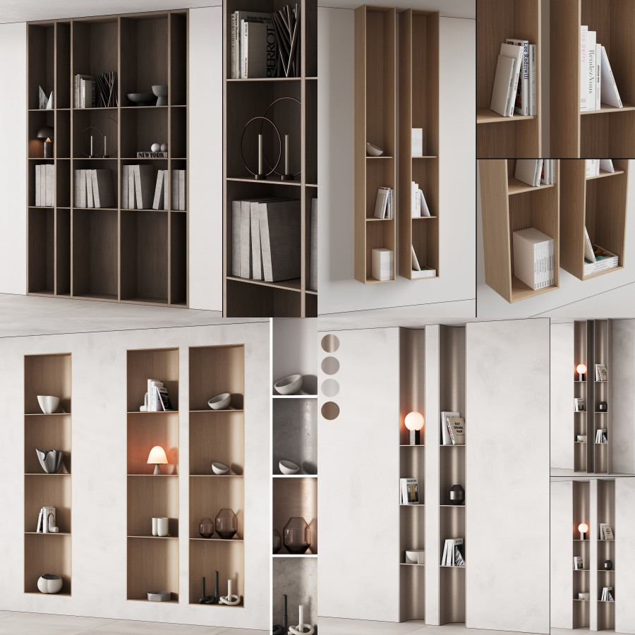 Bookcase Set 02 3D Model for VRay, Corona | CGMood