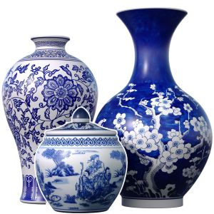 Chinese Style Porcelain Decorative Urn Vases Sakur