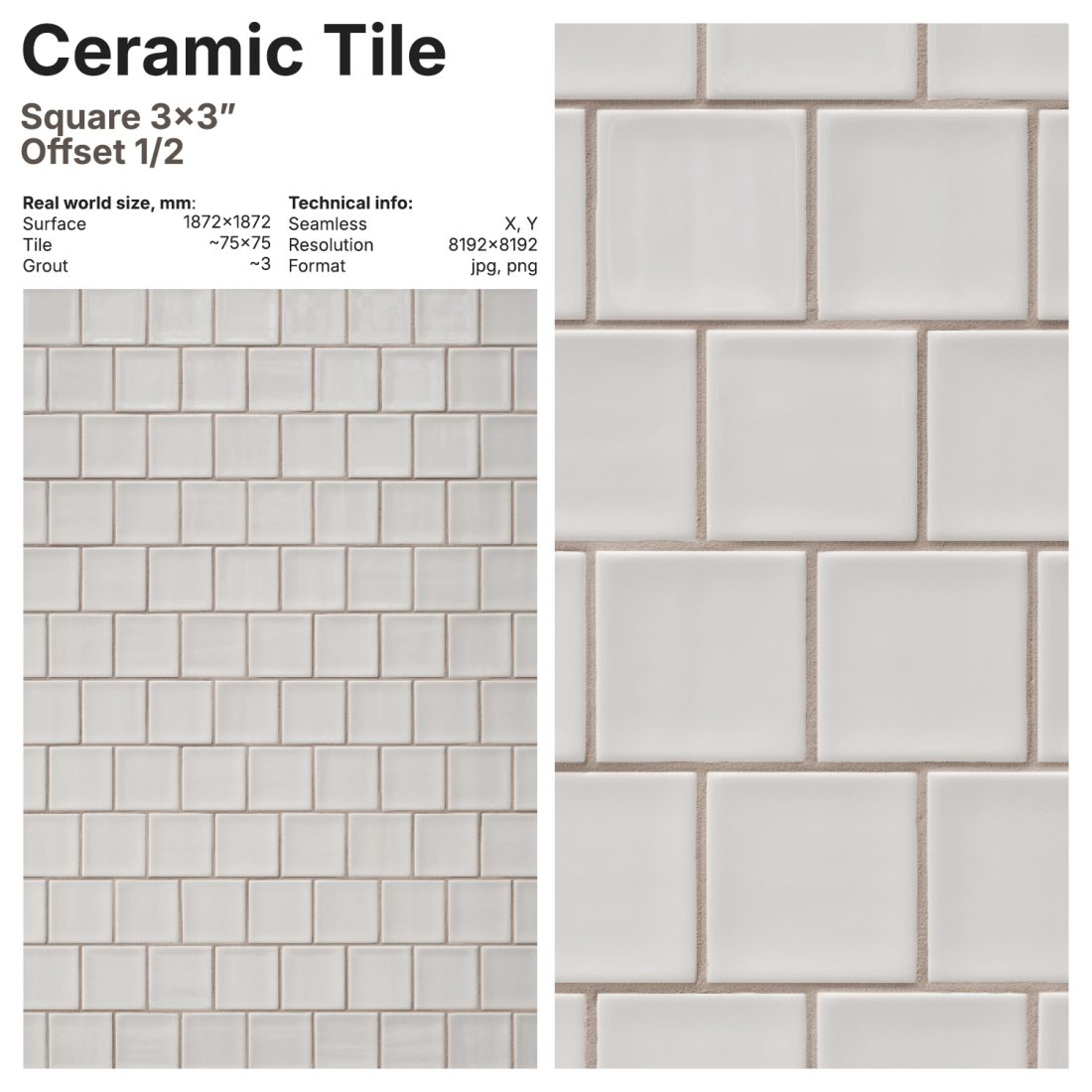 Standard Grid Pattern Tile Square Tile 3x3