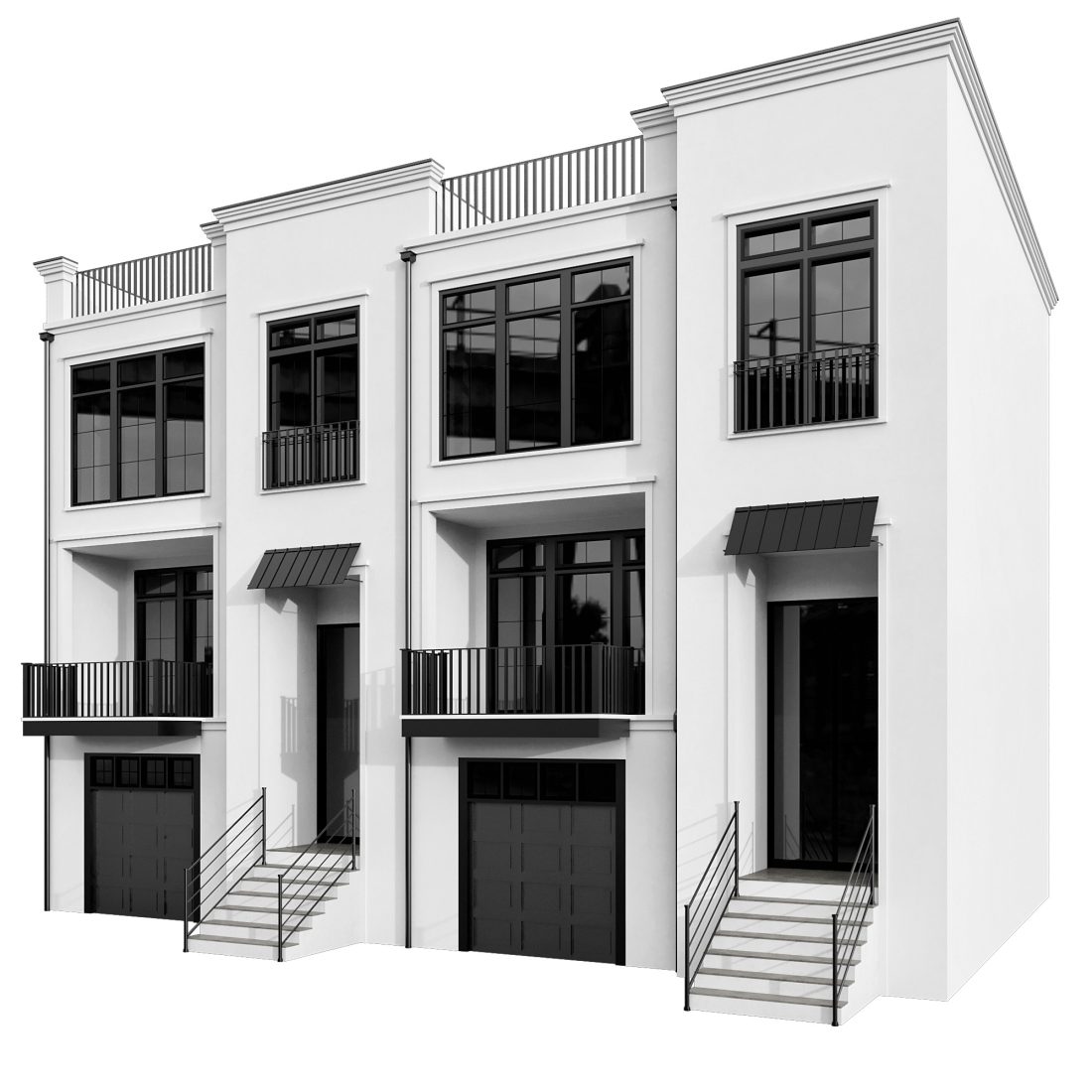 Modern Row House No38 3D Model for VRay, Corona | CGMood