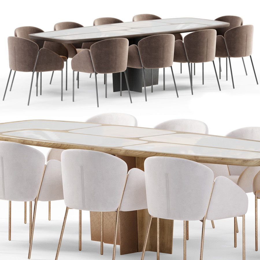 Melia Chair And Vision Table - 3D Model for VRay, Corona