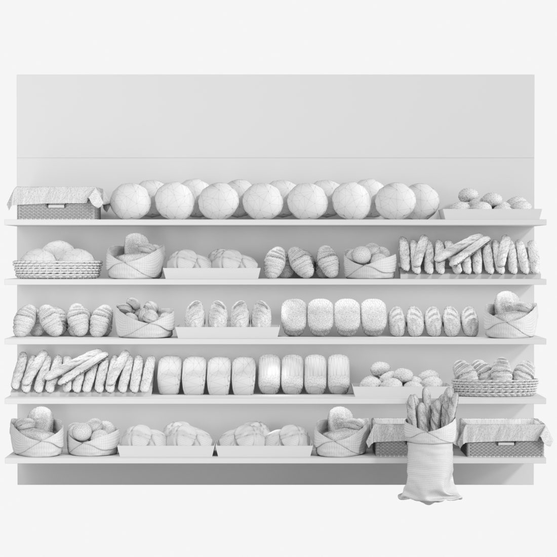 A Rack Of Baked Goods In A Supermarket Or Bakery 3D Model for Corona ...
