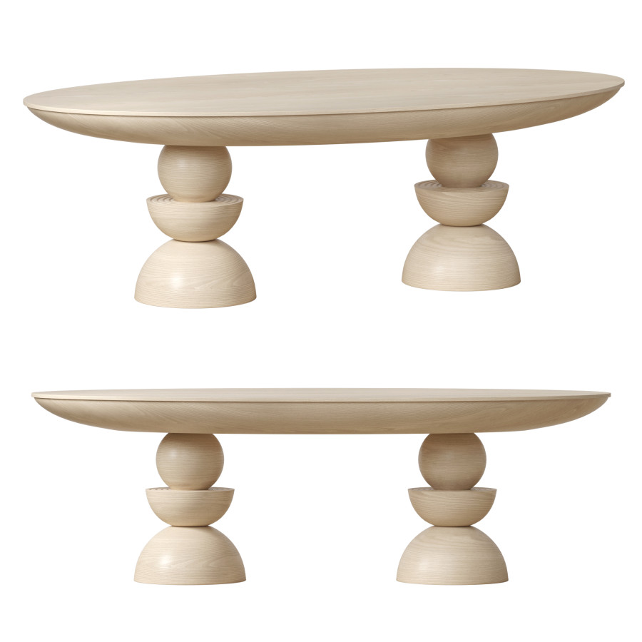 Sonali Oval Double Pedestal Dining Table 3D Model for VRay, Corona | CGMood
