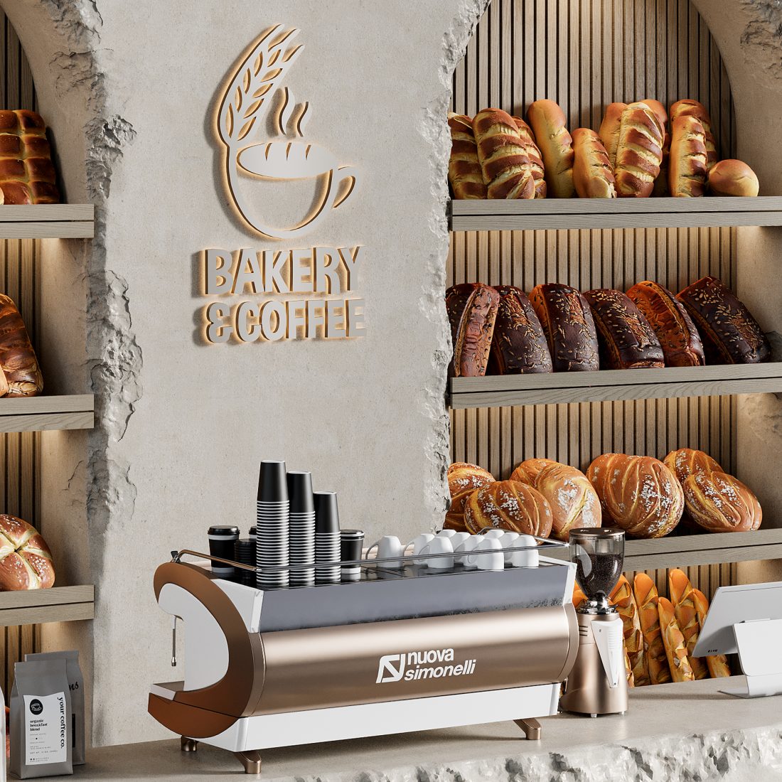 Coffee And Bakery 12 3D Model for VRay, Corona | CGMood