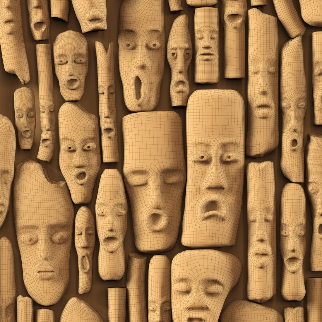 Face Stone N1 3D Model for VRay | CGMood