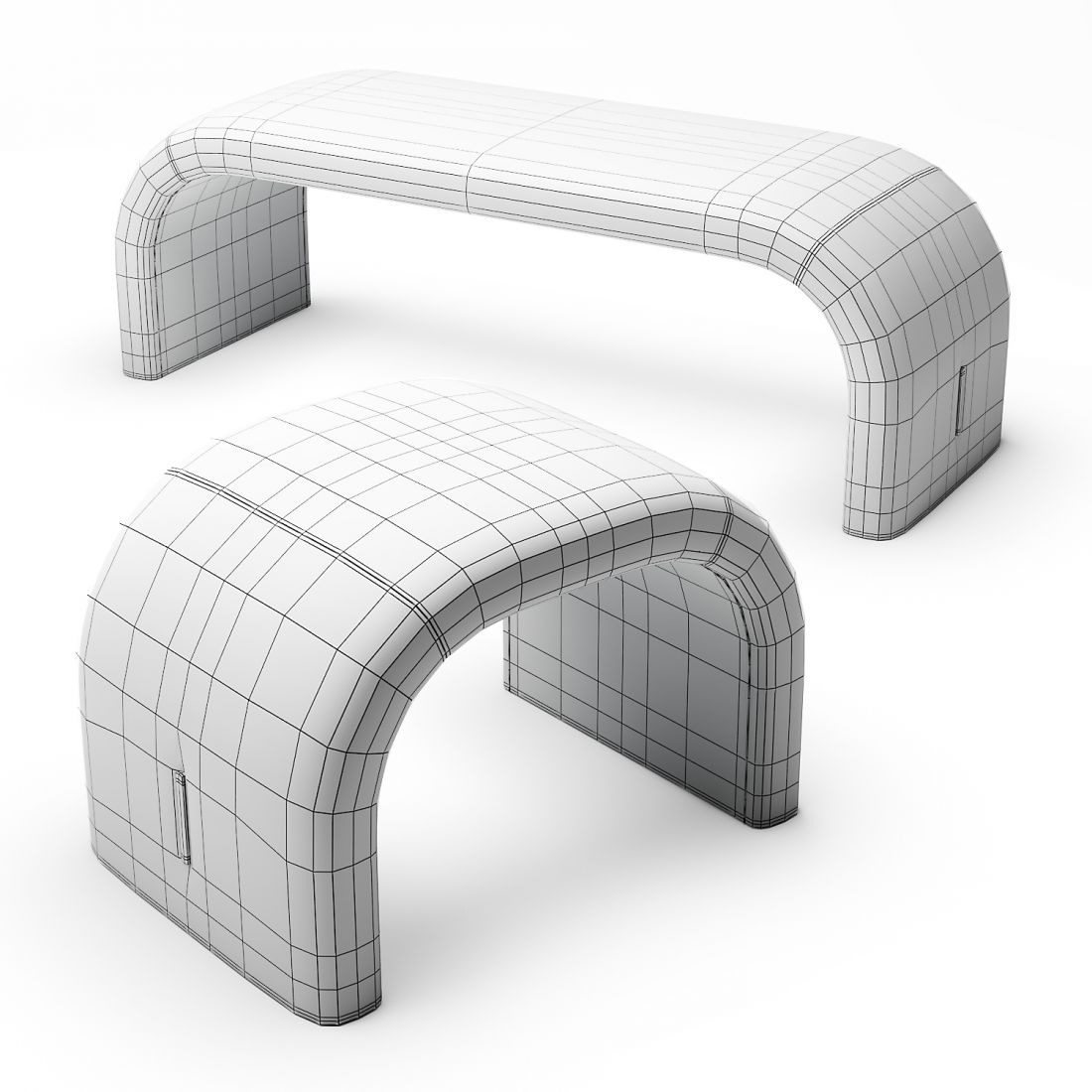 Turri Eclipse Bench And Pouf - 3D Model for VRay, Corona