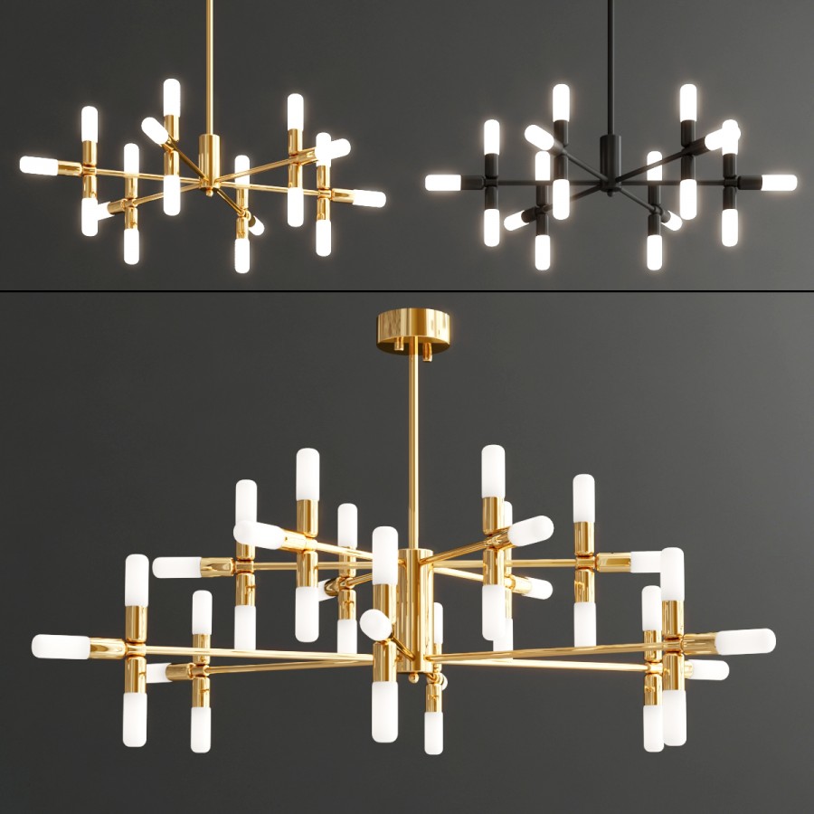 Modern Scandinavian Led Hanging Chandelier - 3D Model for VRay