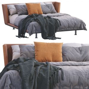 Noonu Leather Bed By Bebitalia