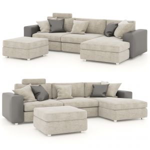 Corner Sofa set with pouf V03