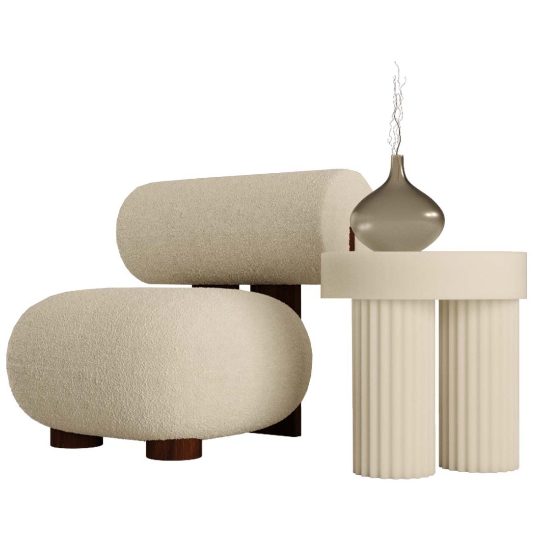 Hippo Lounge And Side Coffee Table - 3D Model for Corona