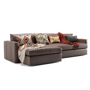 C&b Lounge Deep Leather 2-piece Sectional Sofa