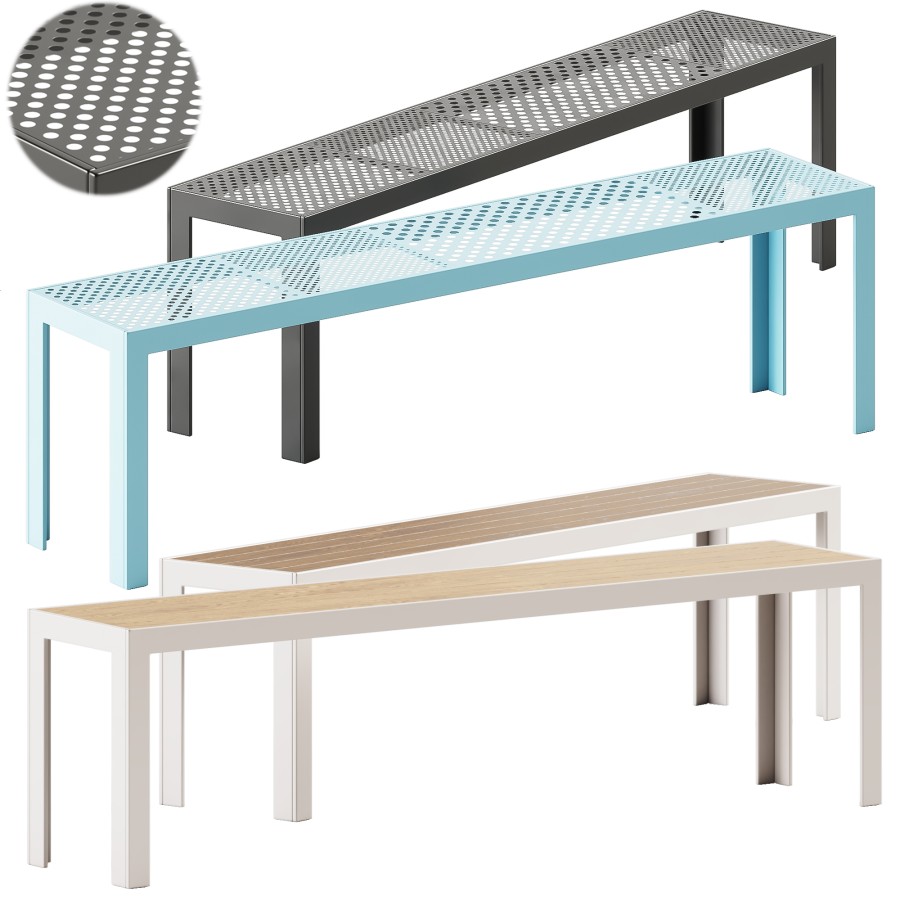 Areal Bank Bench Wooden And Metal By Nola Industri - 3D Model for Corona