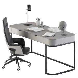 Gray And Black Writing Desk - Office Set 180